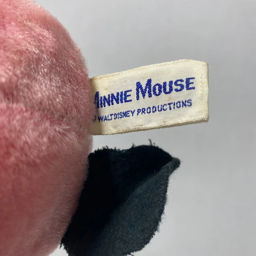 Vintage Walt Disney Minnie‎ Mouse Gund Rubber Face Plush Roly Poly Rattle *